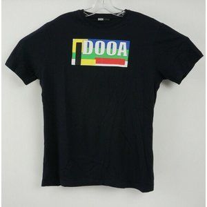 New DOOA Men's Large Short Sleeve Dark Blue Jersey Cotton Spell Out Crew T-Shirt